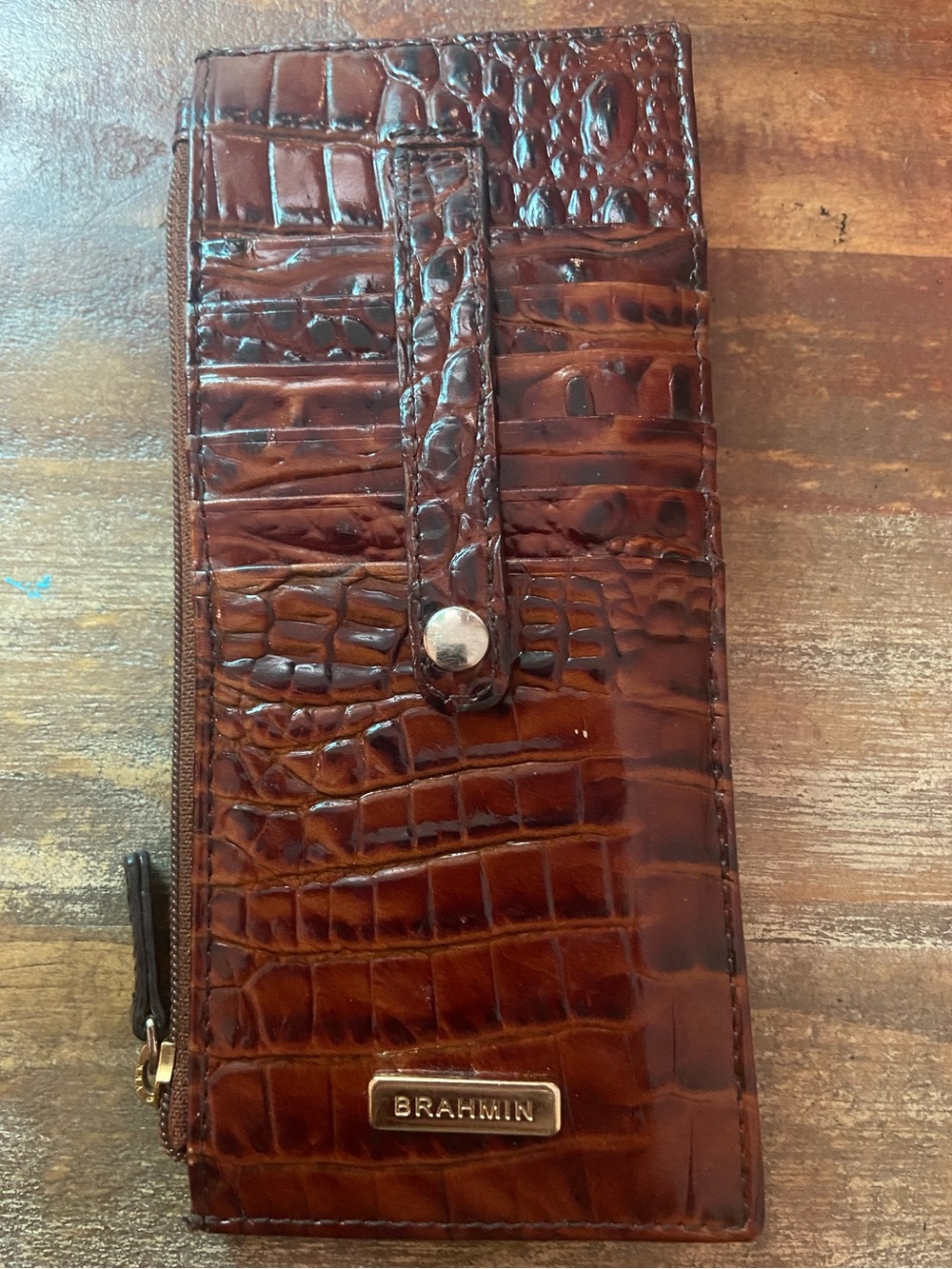 Brahmin Brown Croc-Embossed Continental Wallet